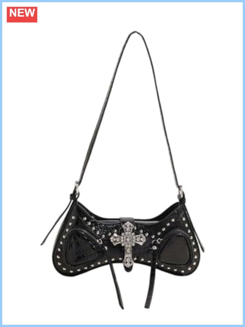 Verdusa Studded Crossbody Shoulder Bag Holographic Y2K Punk Purse